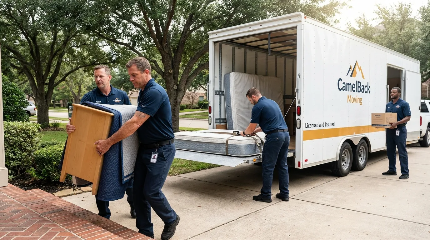 Crew loading residential truck for cross-state move from Miami Beach, FL