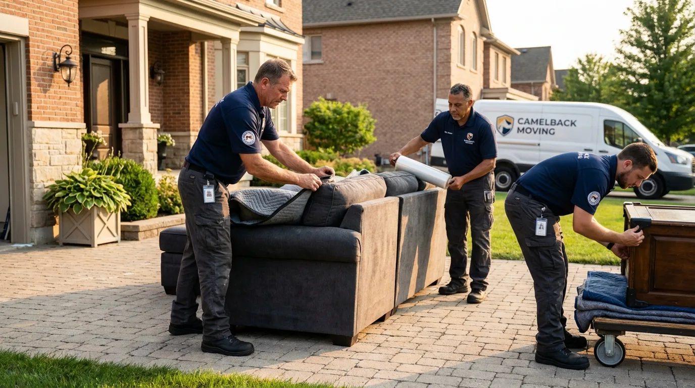 Large estate moving crew wrapping furniture in Miami Beach, FL