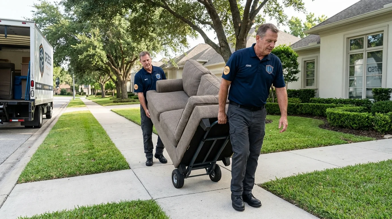 Local residential moving crew loading furniture in Miami Beach, FL